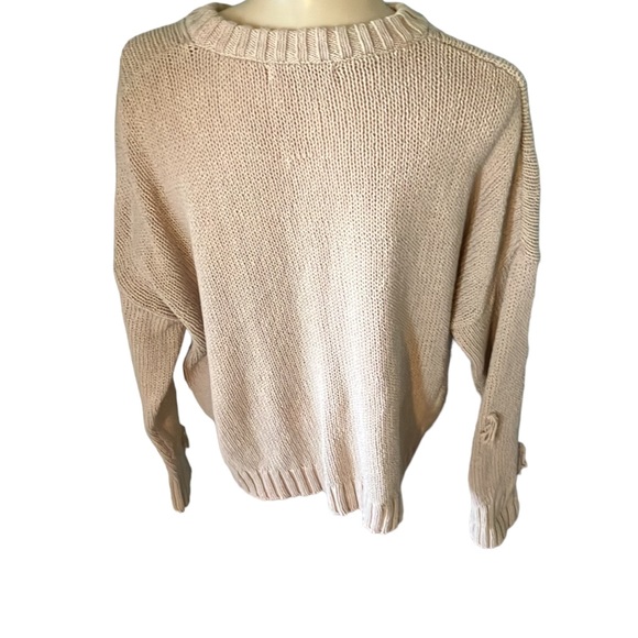 Madewell Blush Pink Pom Pom Tassel Sweater 100% Cotton Size M - Picture 4 of 15